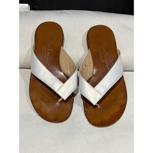 Salvatore Ferragamo Sandals Women 8 White Leather Thong Flip Flop Boutique Italy